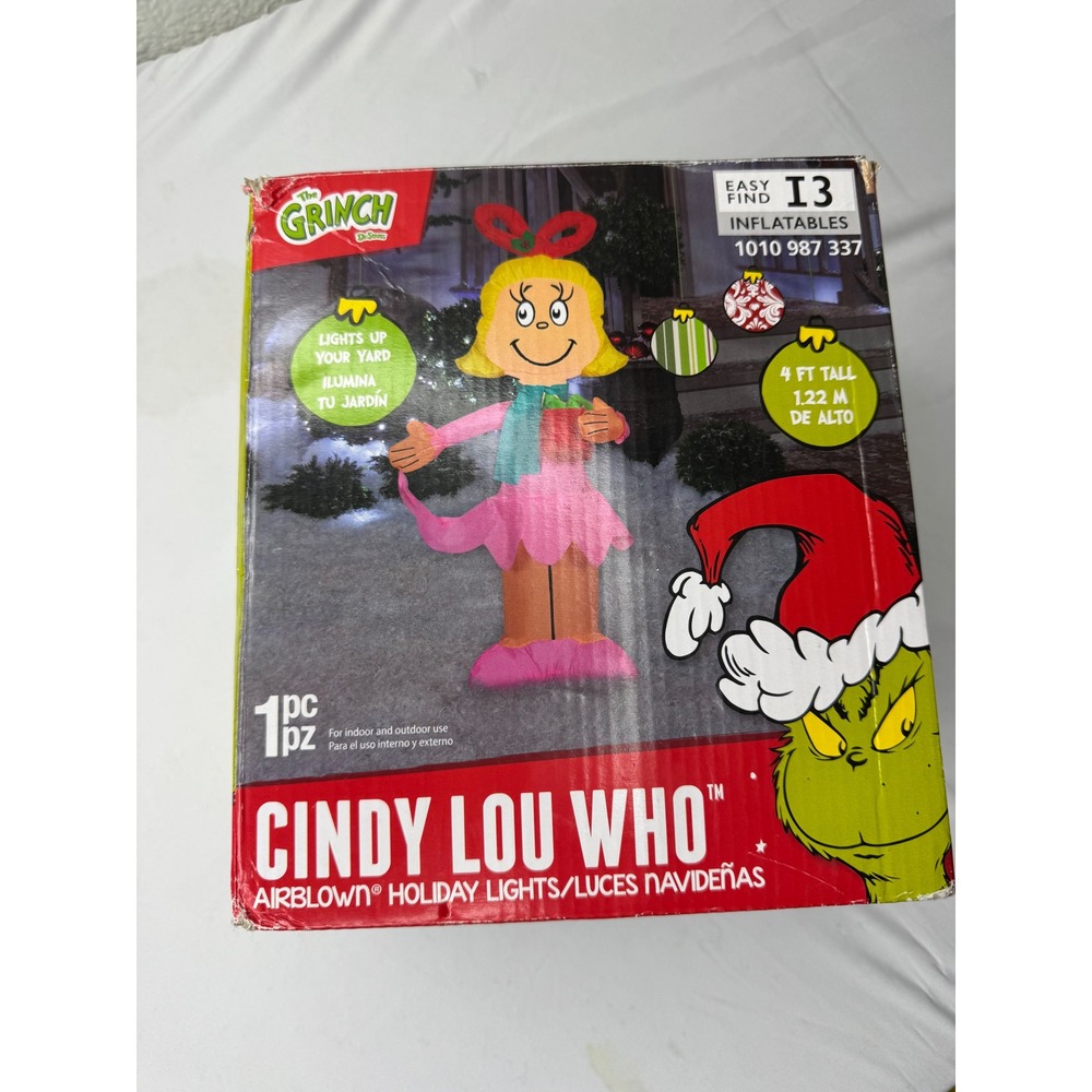 Dr Seuss The Grinch Cindy Lou Who Airblown Inflatable Christmas Decor 4ft 110469
